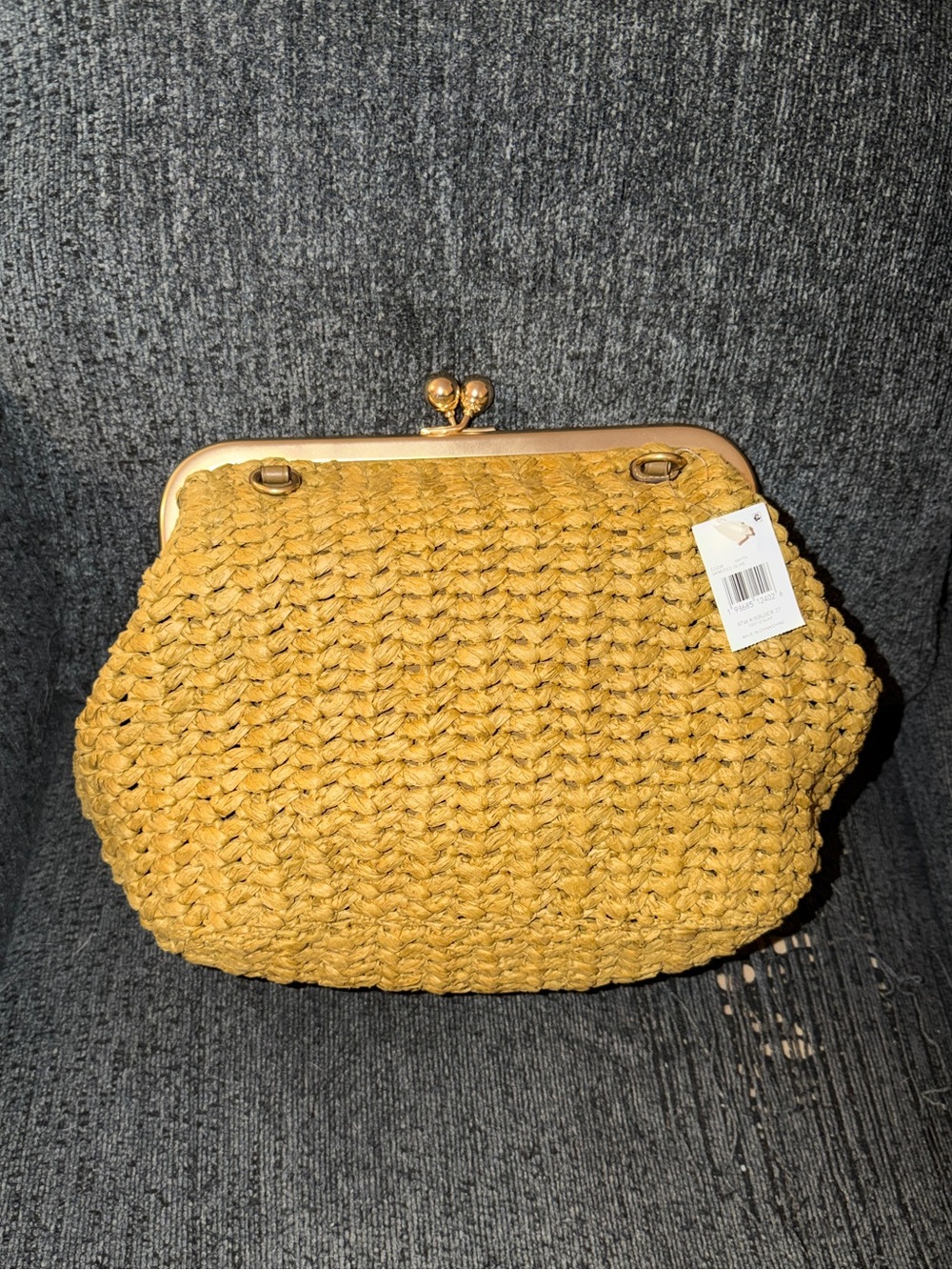 Coach Kisslock Frame Bag 27 Brass/Muted Olive Straw & Calf Leather NWT - Picture 2 of 16